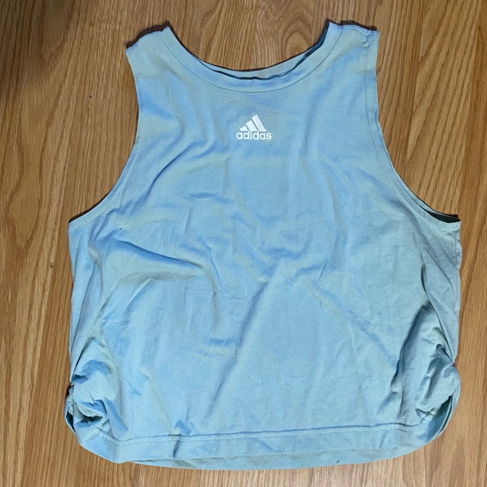 3/20 Adidas Athletic womens M twist tank light blue/green tint